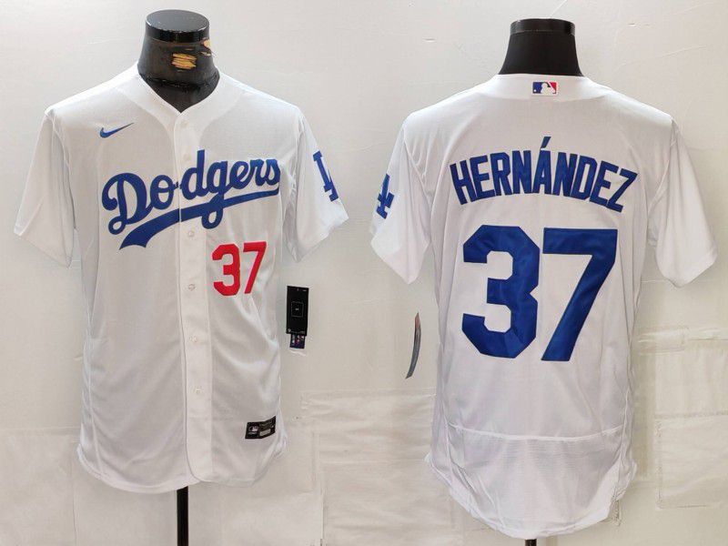 Men Los Angeles Dodgers #37 Hernandez White Nike Elite 2024 MLB Jersey style 7262